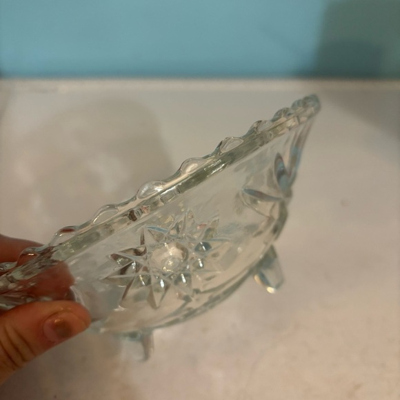 Anchor‎ Hocking clear cut crystal Star of David footed  bowl - Picture 3 of 10